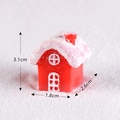 Miniature red Christmas snow house resin ornament with glitter roof dimensions 3.1x2.6cm - Red Snow House Style 4