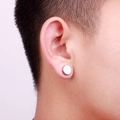 Silver round magnetic clip-on earring for men in polished stainless steel finish - 10mm / Steel