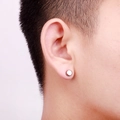 Minimalist silver magnetic stud earring for men and women on ear close-up - 6mm / Steel