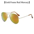 Classic gold frame aviator sunglasses with red orange mirror lenses for men and women - D06 Y-1 / Gold Frame Red Mirror Lens