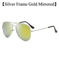 Classic silver metal aviator sunglasses featuring reflective gold mirrored lenses - D06 Y-1 / Silver Frame Gold Mirror Lens