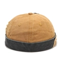 Berretto docker vintage kaki in tela con dettagli usurati e design patchwork retrò - Regolabile / Giallo