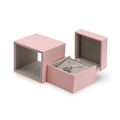 Rosa Schmuckschatulle mit grauem Samt und dekorativer Außenhülle für Verlobungsringe - Anhängerbox / Rosa Versetzte Set-Box