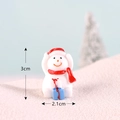 Miniature resin snowman wearing a red hat with a blue gift box, 3cm x 2.1cm size - Gift Giving Snowman No. 6