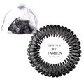 Set of black metal snap hair clips with a white organza drawstring storage pouch - Black (40 Pieces)