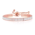 Adjustable rose gold tennis bracelet with cubic zirconia stones and bolo slide closure - 2.5*5mm Rectangular White Stone / Rose Gold