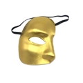 Men's Phantom style half-face masquerade mask in matte golden finish for Christmas - One Size / Gold