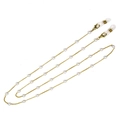 Elegante gouden brillenketting met witte parels en siliconen lussen - Goud