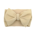 Infant waffle fabric headband featuring a large cream bow with high elastic texture - Khaki