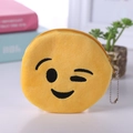 Monedero de peluche emoji amarillo con cara guiñando y cadena de bolas de metal plata - Estilo 5