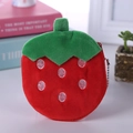 Cute plush strawberry coin purse with vibrant red fabric and green leaf detail - Red Strawberry