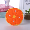 Orange slice plush coin purse with embroidery details and silver bead chain - Round Orange