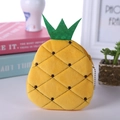 Cute yellow plush pineapple coin purse with zipper and metal ball chain keychain - Pineapple