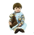 Realistic reborn baby doll in blue striped monkey pajamas with soft brown plush toy - Colorful Monkey