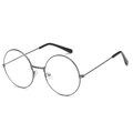 Retro round metal frame sunglasses with ocean tinted lenses in dark gray gunmetal finish - Gunmetal Frame Clear Lens