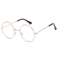 Retro round sunglasses with rose gold thin metal frame and colorful ocean lenses - Rose Gold Frame Clear Lens