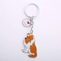 Orange-weißer Schäferhund-Emaille-Schlüsselanhänger mit I Love Dogs Metallanhänger - Sheltie + Herz