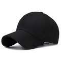 Classico cappellino da baseball nero in twill di cotone a sei pannelli con visiera curva - Tinta Unita Semplice / Nero