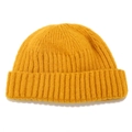 Bright yellow ribbed knit beanie for men and women, classic cuffed docker cap style - M(56-58cm) / Ginger Yellow