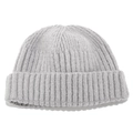 Close-up of light gray ribbed knit beanie showing soft texture and folded brim detail - M(56-58cm) / Light Gray
