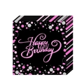Black and pink glitter dot Happy Birthday paper napkins for adult party table decoration - Pink Gold Napkin