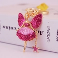 Schlüsselanhänger Schutzengel mit rosa Strass und Sternenanhänger in Gold - Hellrosa