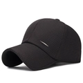 Men's dark brown plaid baseball cap with side silver metal strip decoration - Adjustable / Brown