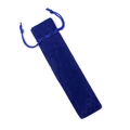 Dark blue velvet drawstring pouch for pens and cutlery, long shape with soft texture - Blue; 3.5*17.5cm