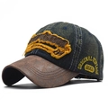 Berretto da baseball in denim lavato vintage con ricami e visiera effetto invecchiato - Verde
