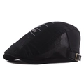 Black summer mesh ivy cap with breathable panels and adjustable antique copper buckle - Adjustable / Black
