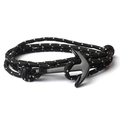 Black nautical anchor multi-layer wrap bracelet with white polka dot paracord rope - BB13 Black Polka Dot