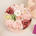 Pink and red soap rose flower gift box in a round container for Teacher's Day - 16.2x16.2x8.2cm / Pink