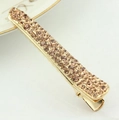 Elegante fermaglio a becco d'anatra dorato con strass scintillanti color champagne - Stile Champagne / Champagne