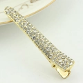 Elegante fermaglio per capelli a becco d'anatra dorato con file di strass lucidi - Zircone Bianco / Bianco
