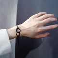 Minimalist matte black handcuff charm bracelet in punk style for women's wrist - Matte Black Bracelet (8893)