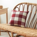 Red and white checkered linen pillow cover on a woven chair for home decor - Red White Large Gingham