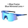 Lunettes de sport cyclisme avec monture bleue et verres miroirs bleus pour hommes et femmes - Monture Bleue Verres Miroir Bleu