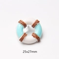 Macro view of blue and white nautical lifesaver resin charm measuring 25x27mm for DIY crafts - Blue Lifebuoy