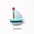 Detail of 26x28mm blue resin sailboat charm for DIY phone case decoration - Blue Sailboat