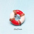 Detail of red and white lifebuoy resin charm with rope texture, size 25x27mm for DIY crafts - Red Lifebuoy