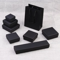 Set de cajas de joyería de papel kraft negro mate con bolsas de regalo a juego - 7*7*3cm / Papel Kraft Negro