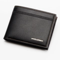 Baellerry men's horizontal bifold wallet in black litchi grain leather finish - Black