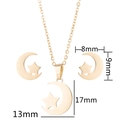 Golden stainless steel celestial jewelry set featuring crescent moon and star pendants - Gold Star Moon Style (005)