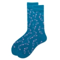 Chaussettes bleues à motifs d'épingles à nourrice roses, vue à plat sur blanc - Taille 39-45 / Bleu avec Épingles Roses (Boucle d'Épingle Rose)