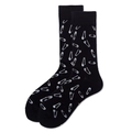 Détail de chaussettes mi-mollet noires avec motifs épingles de sûreté blancs sur fond uni - Taille 39-45 / Noir avec Épingles (Boucle d'Épingle Blanche)