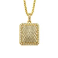 Petit pendentif hip hop en or serti de strass brillants avec sa chaîne assortie - Or - Petit / 2.8x3.2cm