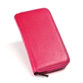 Elegant rose red long leather card wallet with rfid protection and lychee texture - Rose Red