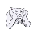 Cute white enamel cat brooch with chin resting on paws and funny expression - Lazy Cat Shape (CC985)
