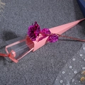 Detailed view of purple 24K gold foil rose inside a pink gift box with ribbon decoration - PVC Triangle Gift Box / Rose Red / PVC Packaging