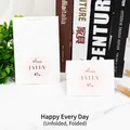 Pink polka dot greeting card with gold Happy Every Day text in flat and folded views - 05 Happy Every Day